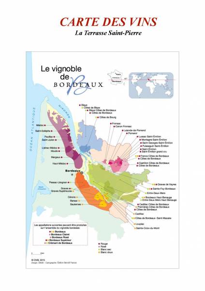 Carte des vins et Champagnes Terrasse Saint Pierre
